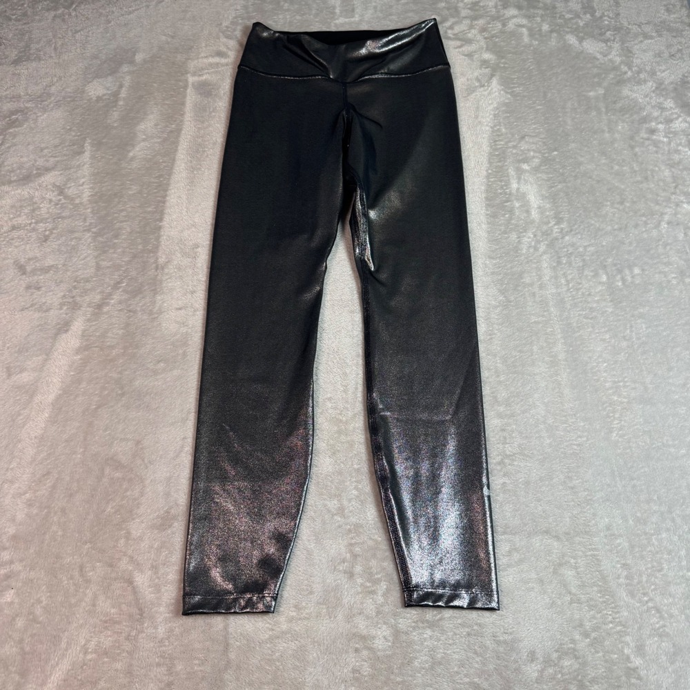 Nike Dri-FIT One Women S Mid-Rise 7/8 Metallic Crop Leggings Silver